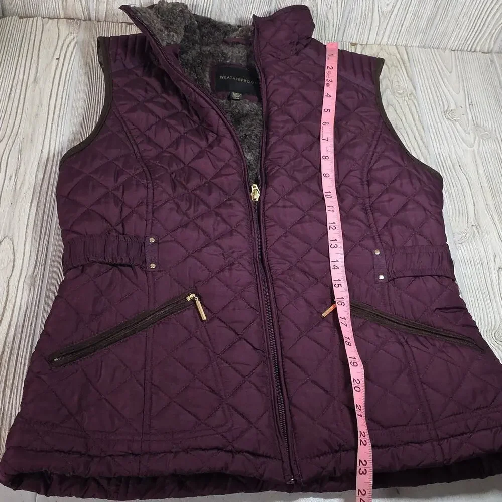 Weatherproof Ultra Soft Lining Quilted Dark Purple Vest Womens Size Small